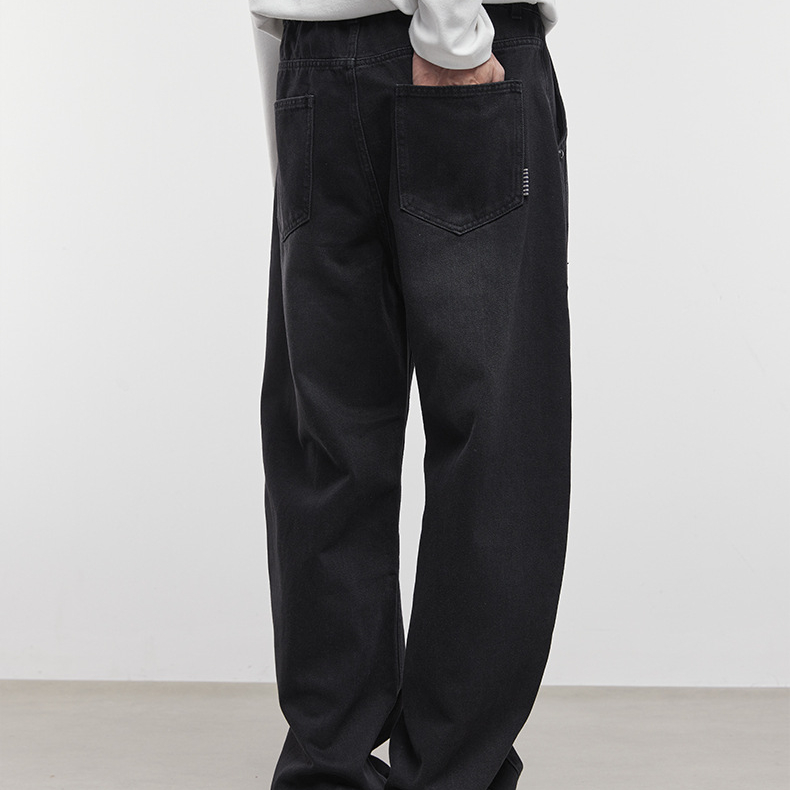 藍棱美式潮牌水洗做舊牛仔褲男秋季新款直筒寬鬆長褲子