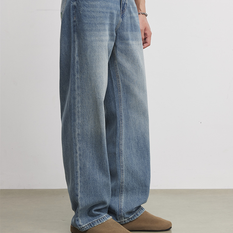 369g竹節萊賽爾牛仔褲男春秋季2026新款Clanfit直筒休閒褲子