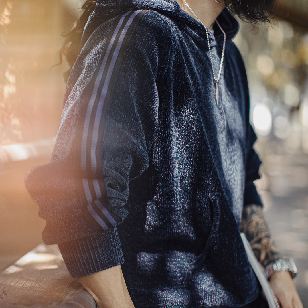 美式雪尼爾連帽衛衣套頭復古保暖燈芯絨加厚帽衫外套男冬