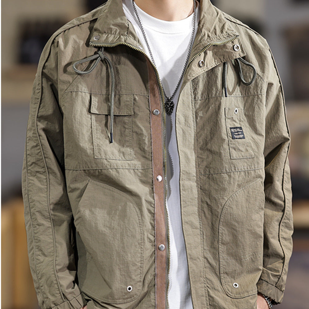 秋冬新款美式復古獵裝男士夾克百搭潮牌戶外登山沖鋒工裝休閑外套