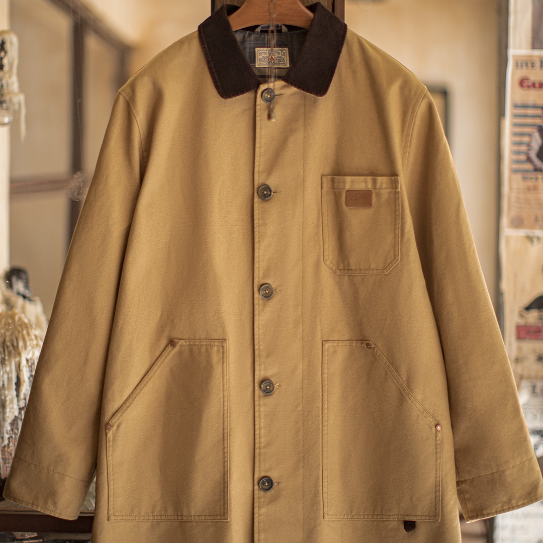 美式復古密歇根風衣卡其色巴恩風中長款廓形夾克外套男秋