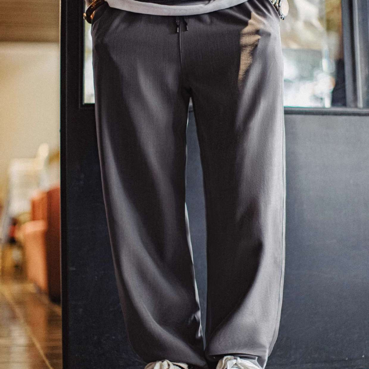 休閒西裝褲垂墜感cleanfit老錢風灰色通勤長褲子薄款男夏
