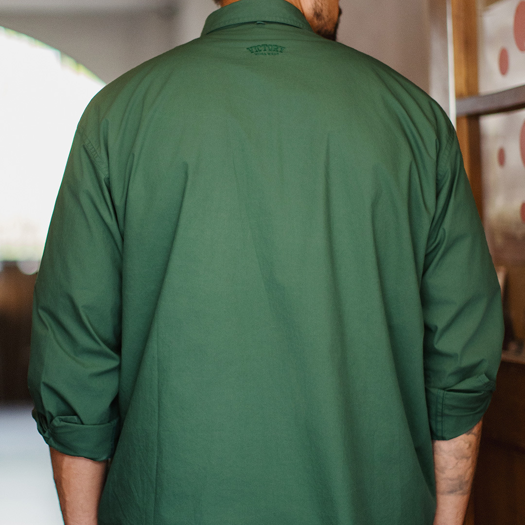 美式復古多口袋襯衫外套綠色純棉疊穿長袖襯衣薄款男夏秋