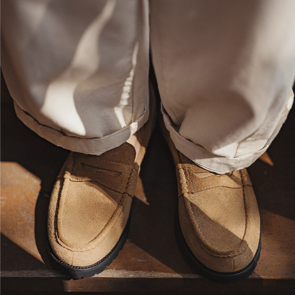 便士樂福鞋老錢風男士2025新款高級感一腳蹬真皮休閒翻毛皮鞋