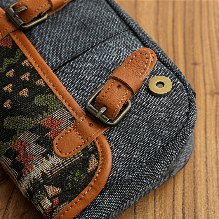 復古民族風小跨包刺繡小眾設計斜挎帆布包包運動拼接單肩包