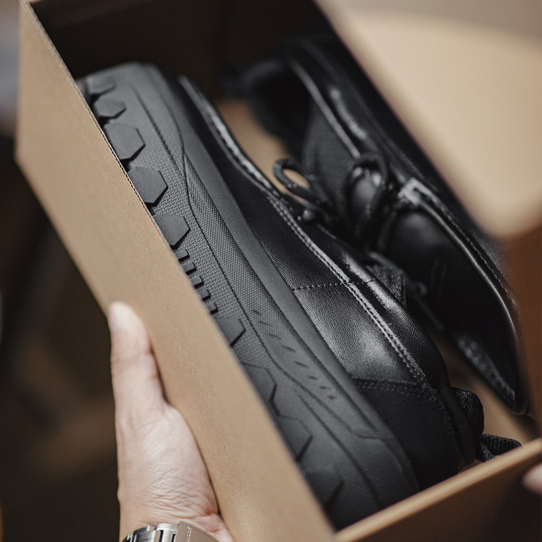 袋鼠鞋冬季新款男士厚底增高黑色通勤英倫風軟底方頭休閒皮鞋