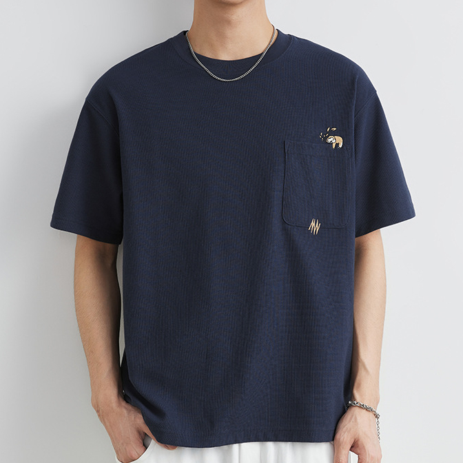 260g重磅華夫格圓領短袖t恤男夏季2025新款肌理感體恤潮