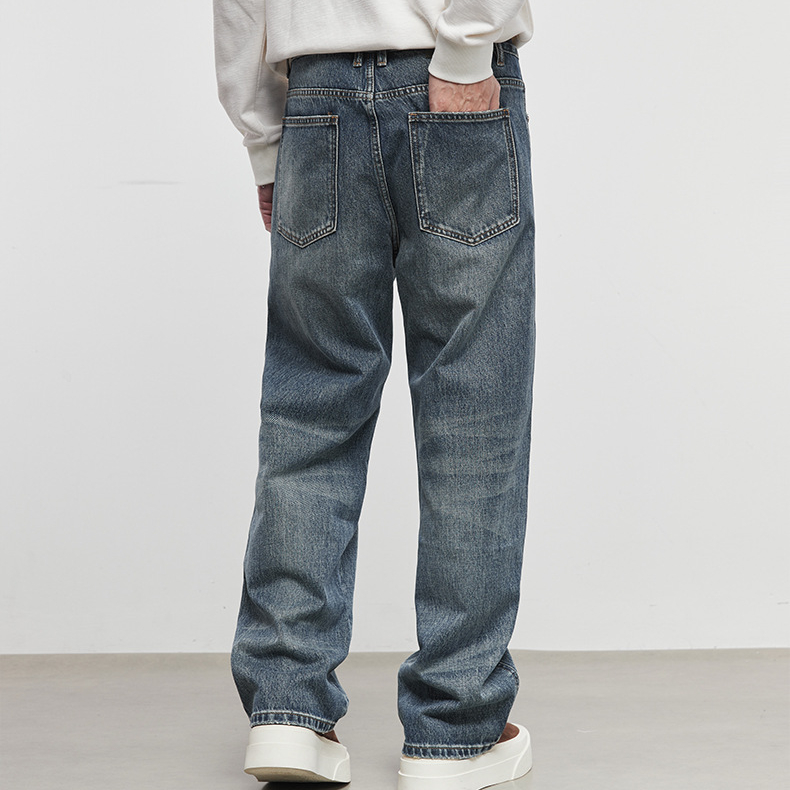 美式柔藍復古牛仔褲2025新款男士潮牌寬鬆直筒褲子秋季