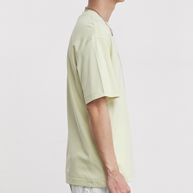 親膚液氨棉日系簡約印花短袖夏季新款圓領寬鬆舒適休閒T恤男