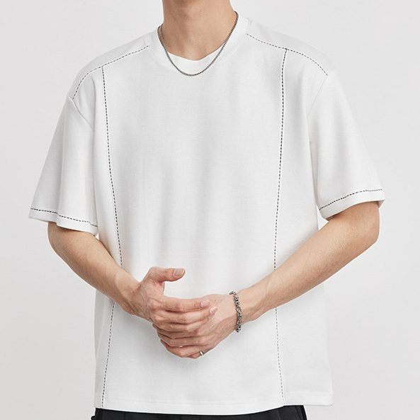 明显设计短袖T恤男夏季重磅260g圆领宽松透气高级感半袖上衣