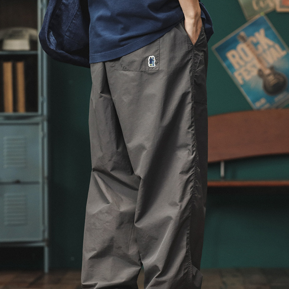 潮牌闊腿工裝褲男寬松直筒休閑褲夏季新款復古戶外速幹運動褲