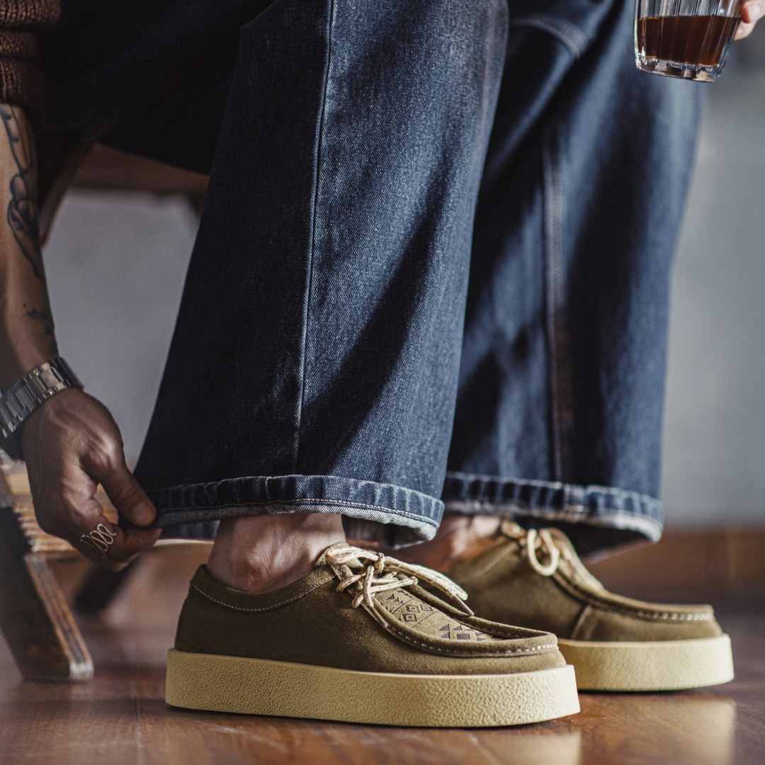 莫卡辛鞋男士秋季新款納瓦霍老錢風工裝袋鼠鞋子厚底休閒皮鞋