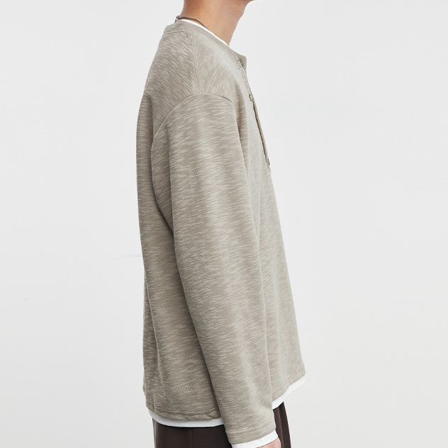 巷序時尚復古亨利領衛衣男秋冬寬鬆休閒假兩件套頭衫