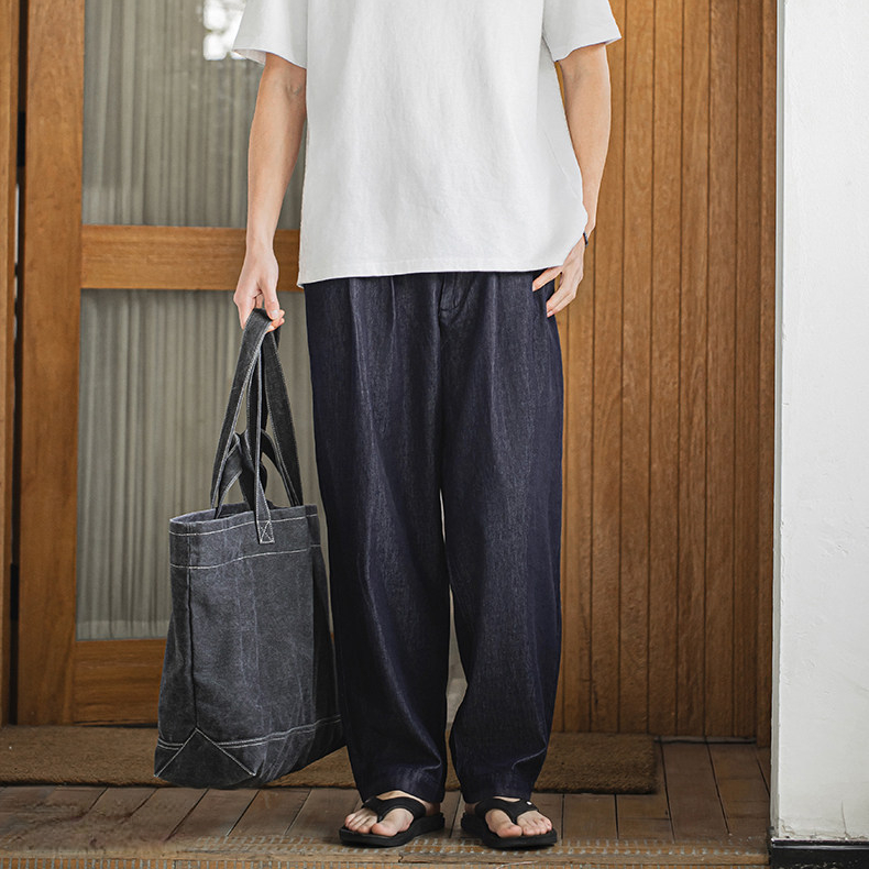 冰皮牛仔褲垂墜感輕薄透氣萊賽爾長褲闊腿鬆緊休閒褲春夏