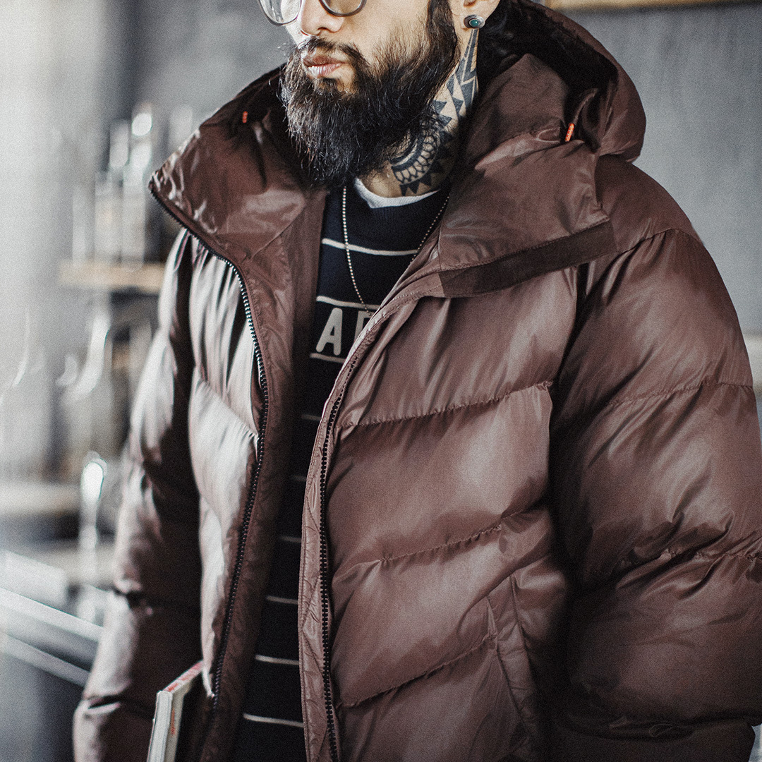 美式連帽立領棉服山系戶外軟殼衍縫麪包服短款外套男秋冬