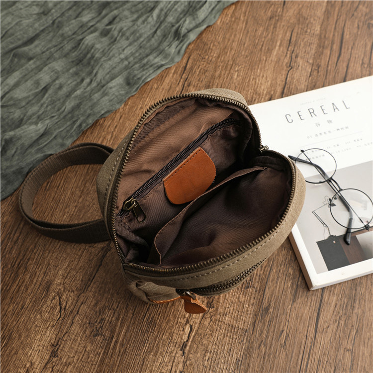 復古文藝胸包小揹包配真皮男士單肩斜挎包運動休閒大容量帆布包包