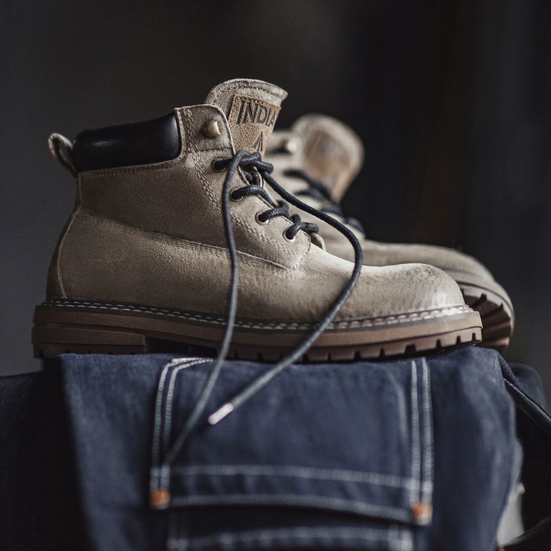 工裝靴男鞋秋冬新款美式復古真皮高級感棕色中幫休閒百搭靴子