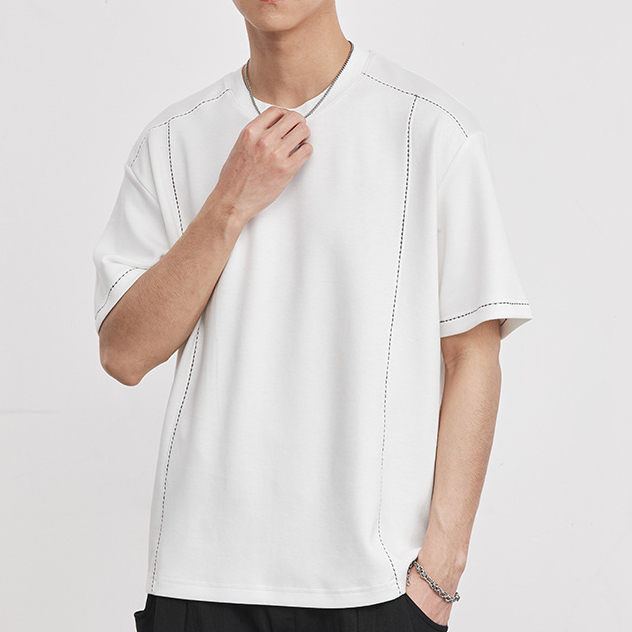 明显设计短袖T恤男夏季重磅260g圆领宽松透气高级感半袖上衣