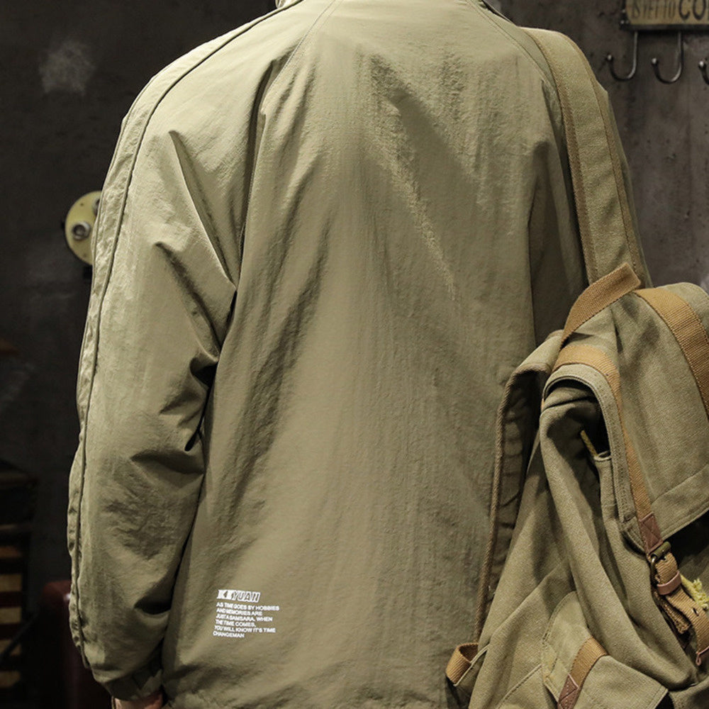 山系戶外復古潮牌翻領工裝夾克男士春秋季休閑沖鋒衣寬松外套