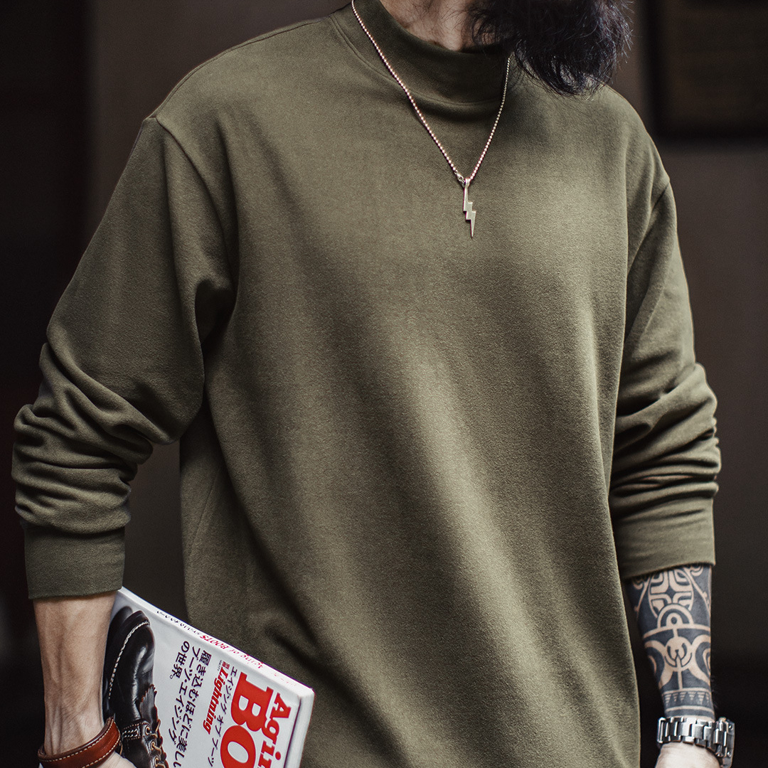 休閒半高領長袖打底衫純色保暖內衣加厚抗靜電內搭男款