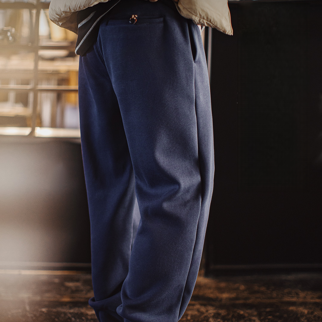 美式束腳衛褲加絨加厚保暖藍色抽繩寬鬆休閒長褲子男秋冬