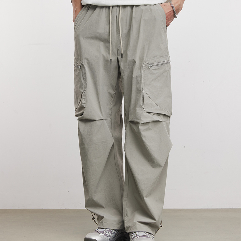 時尚吸汗速干休閒褲男春秋季2026新款戶外工裝褲薄款闊腿褲子