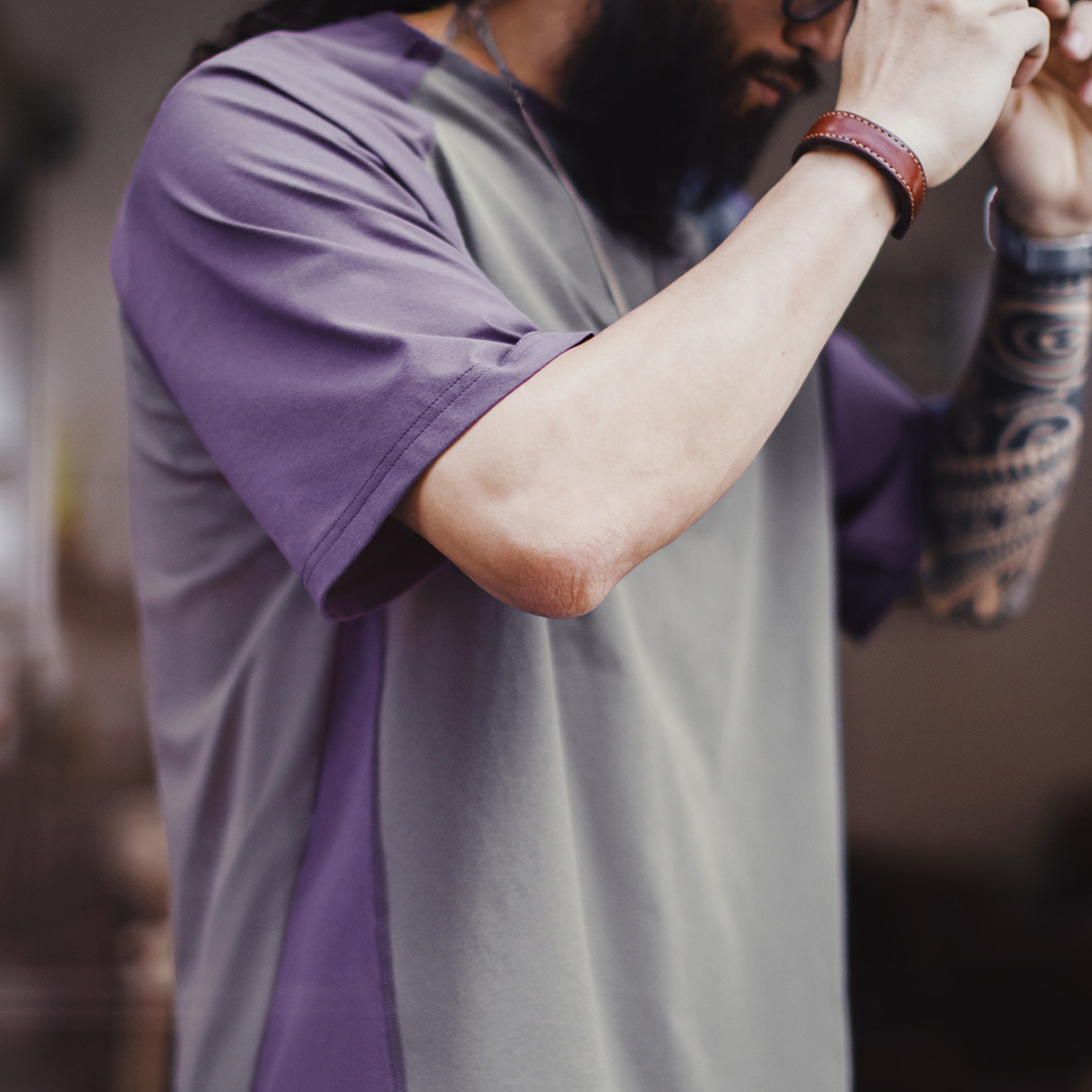 美式復古撞色涼感T恤速幹跑步運動插肩袖防曬短袖男夏季