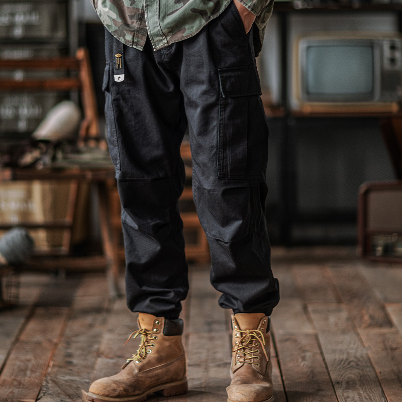 阿美咔叽全棉束脚口袋工装裤男 美式水洗宽松休闲长裤春