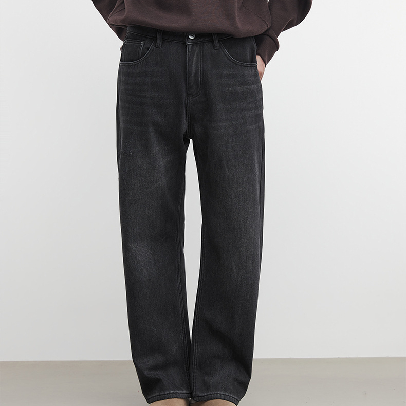 奧粒絨8支高密加絨保暖牛仔褲秋冬季男水洗時尚休閒長褲