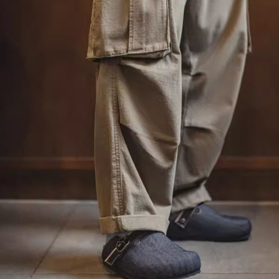 2025夏季新款穆勒鞋男休閒軟木半托透氣牛仔百搭外穿包頭拖鞋