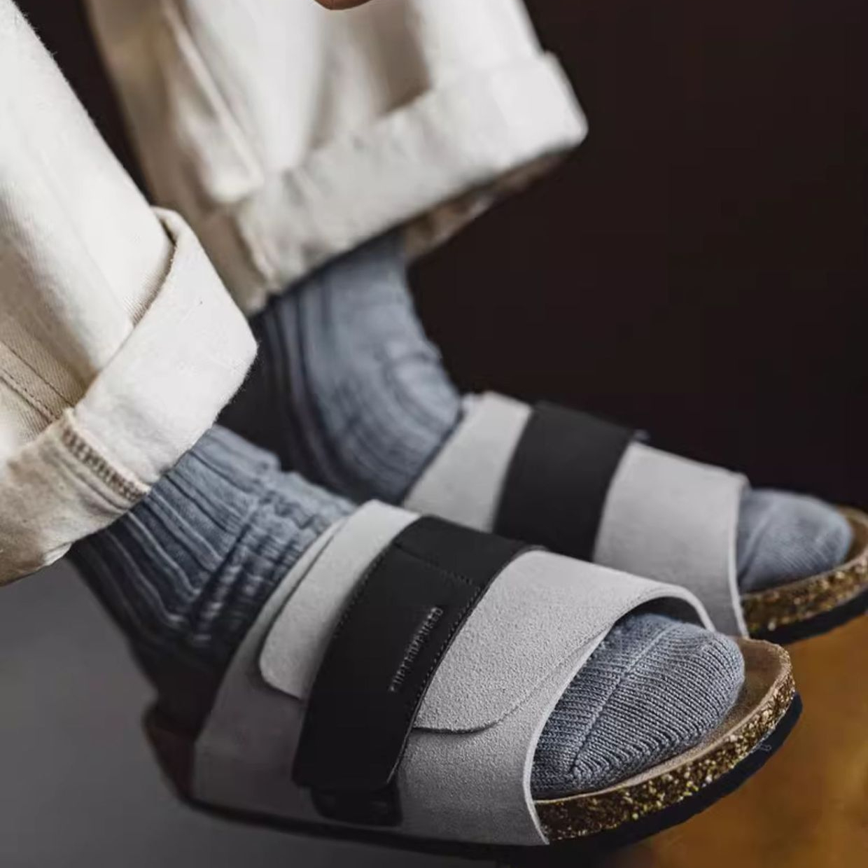 穆勒鞋男2025夏季新款軟木一字休閒外穿涼拖鞋魔術貼