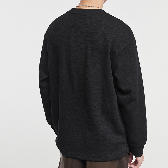 簡棱口袋撞色圓領衛衣男秋季新款潮流寬鬆百搭長袖上衣潮