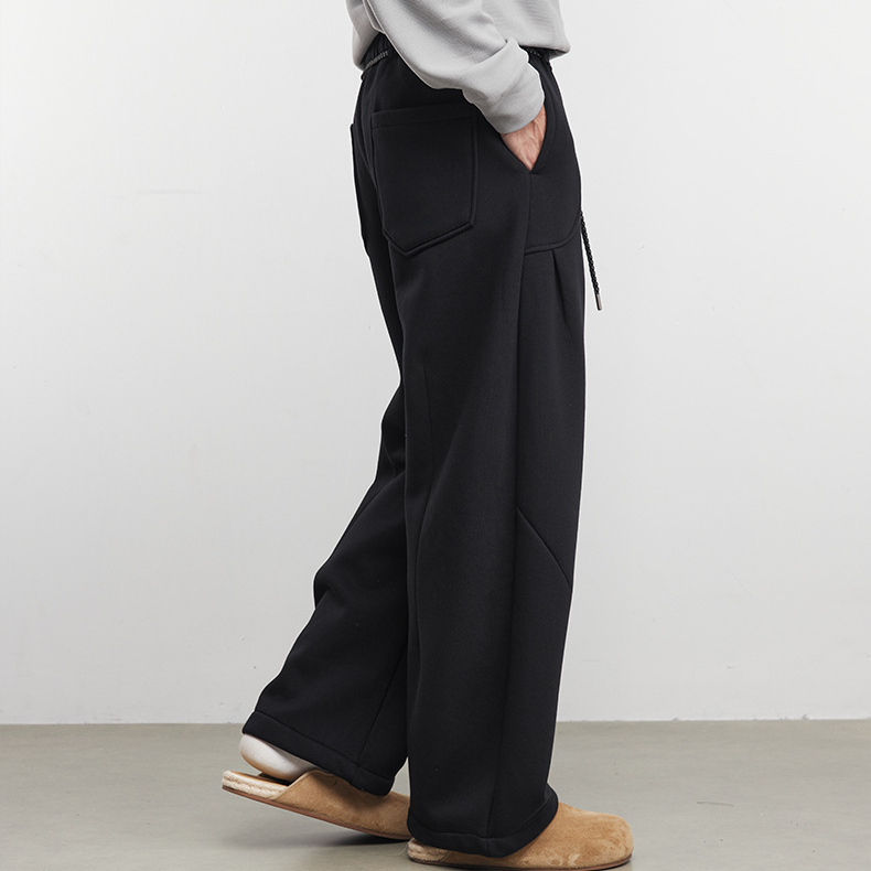 舒暖絮420g重磅加絨慕斯空氣棉直筒休閒褲男百搭寬鬆衛褲