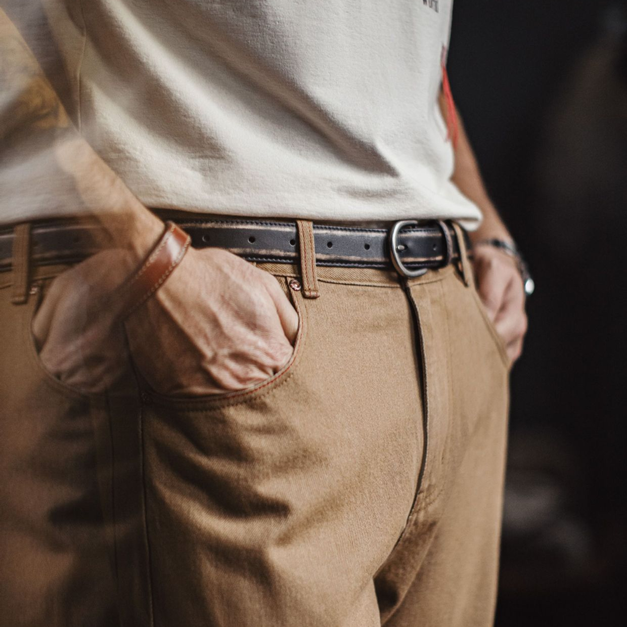 美式復古頭層植鞣牛皮帶腰帶單針真皮扣頭硬漢褲腰帶男款