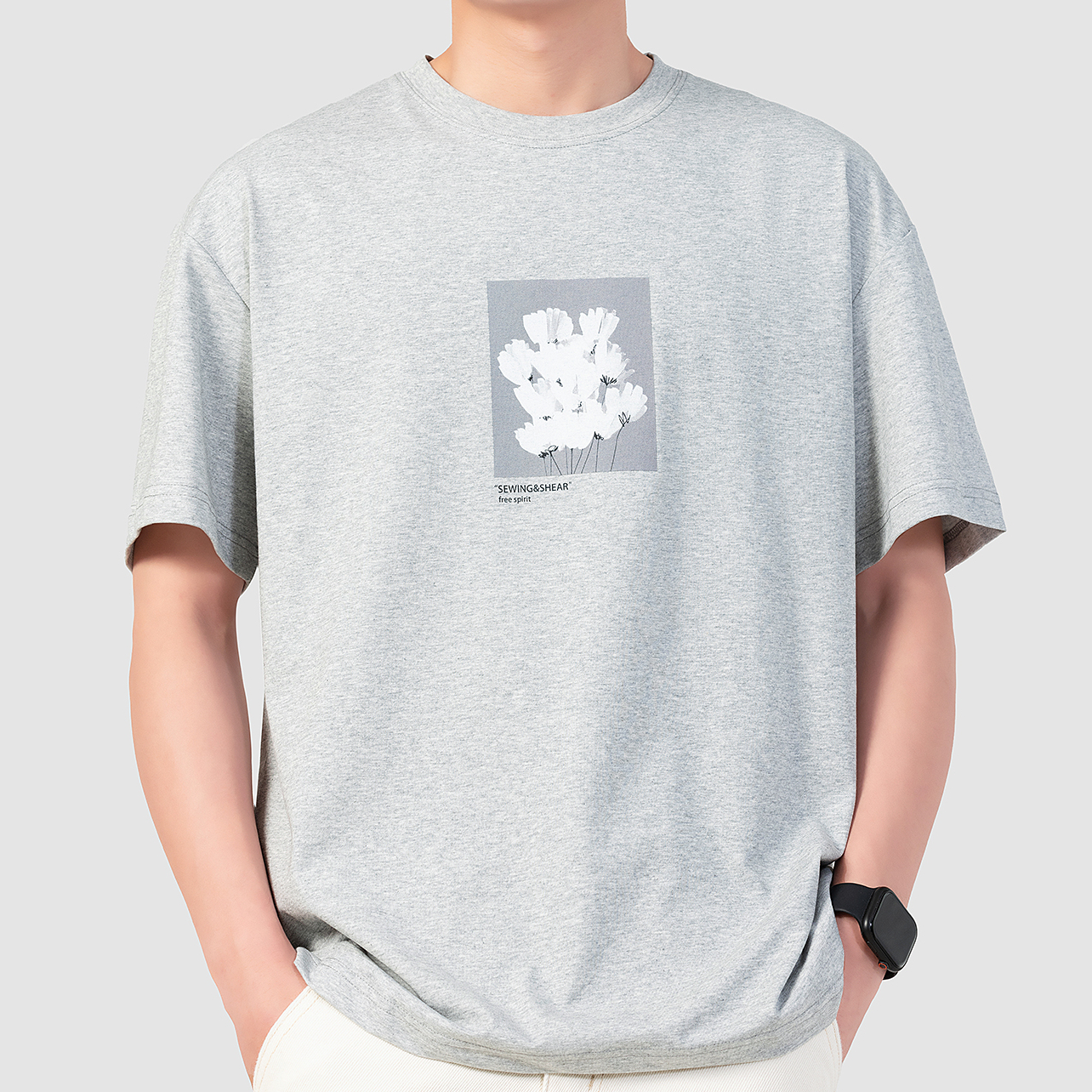 夏季冰感索羅娜速乾短袖T恤男寬鬆時尚印花冰絲半袖體恤