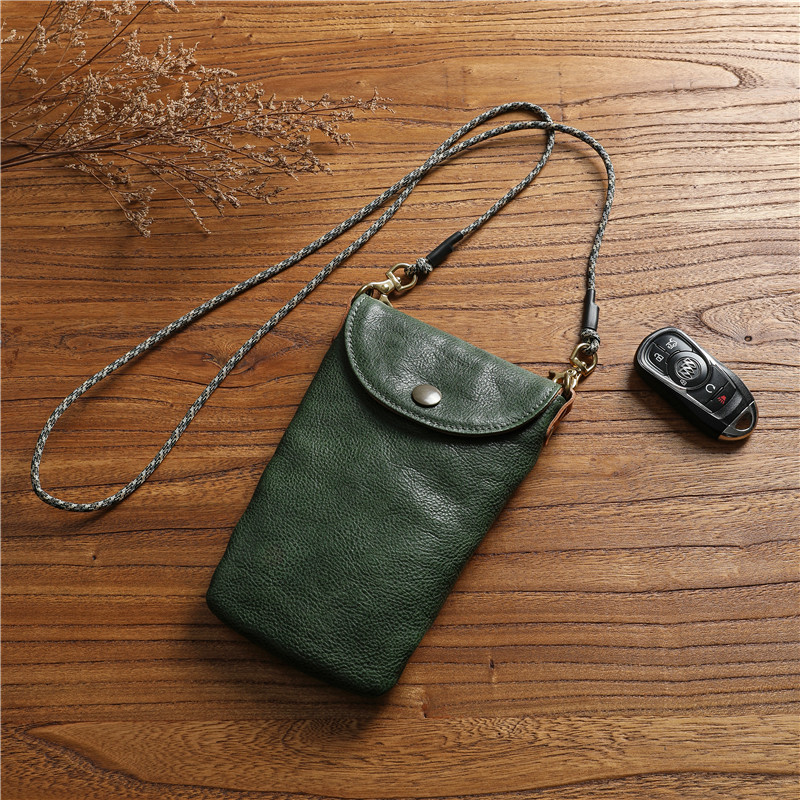 植鞣頭層牛皮男士手機包斜挎包迷你小包包真皮掛脖輕便簡約男女款