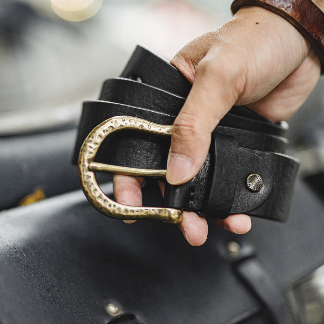 美式復古黃銅釦頭皮帶頭層牛皮腰帶單針真皮褲腰帶男款