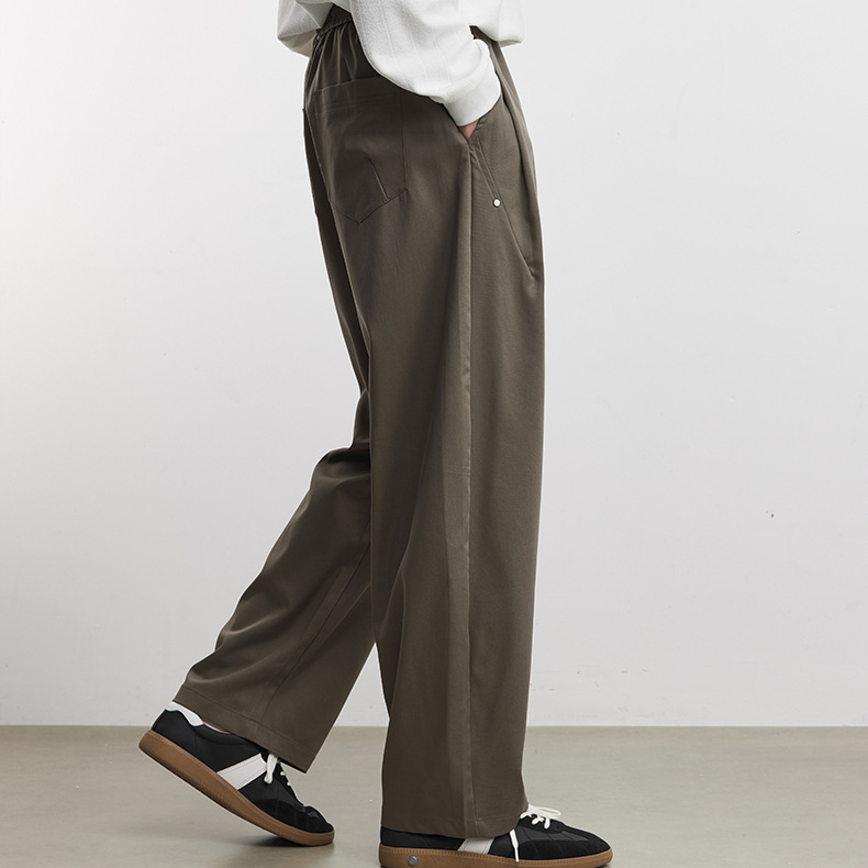 時尚萊賽爾天絲休閒褲男春秋季2026新款薄款梭織小直筒長褲子