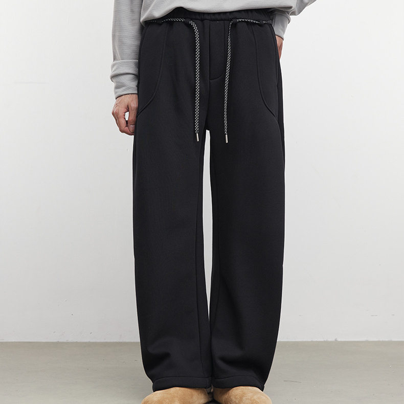 舒暖絮420g重磅加絨慕斯空氣棉直筒休閒褲男百搭寬鬆衛褲