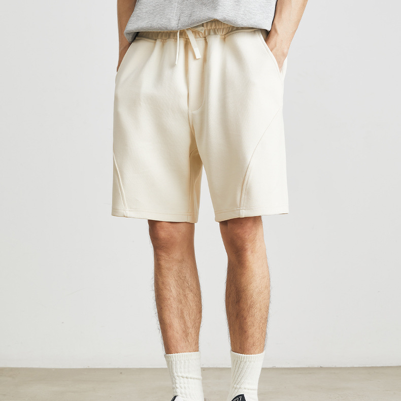 夏季新款美式重磅短褲男直筒寬鬆五分褲純色休閒運動褲男