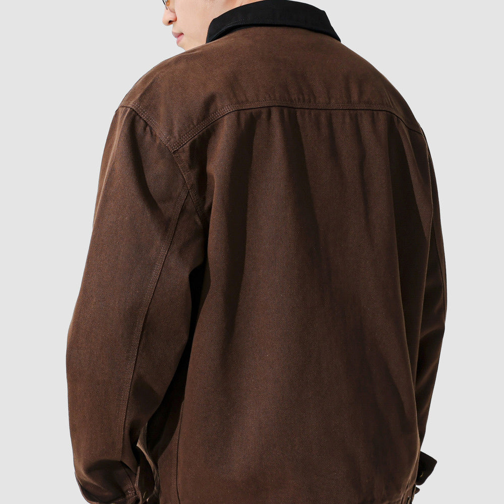 美式底特律工裝外套男秋冬新款寬松潮牌古著夾克上衣