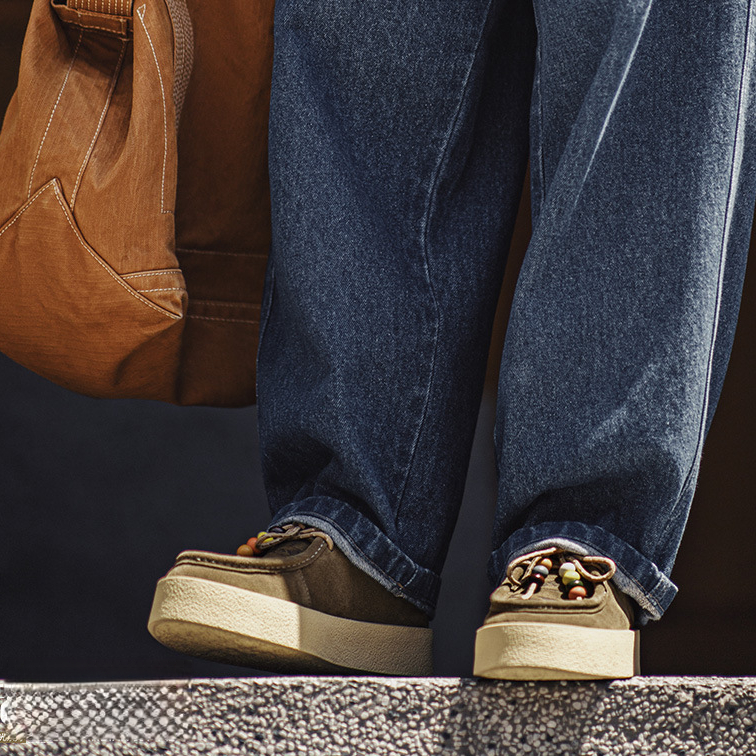 莫卡辛鞋男士秋季新款納瓦霍老錢風工裝袋鼠鞋子厚底休閒皮鞋