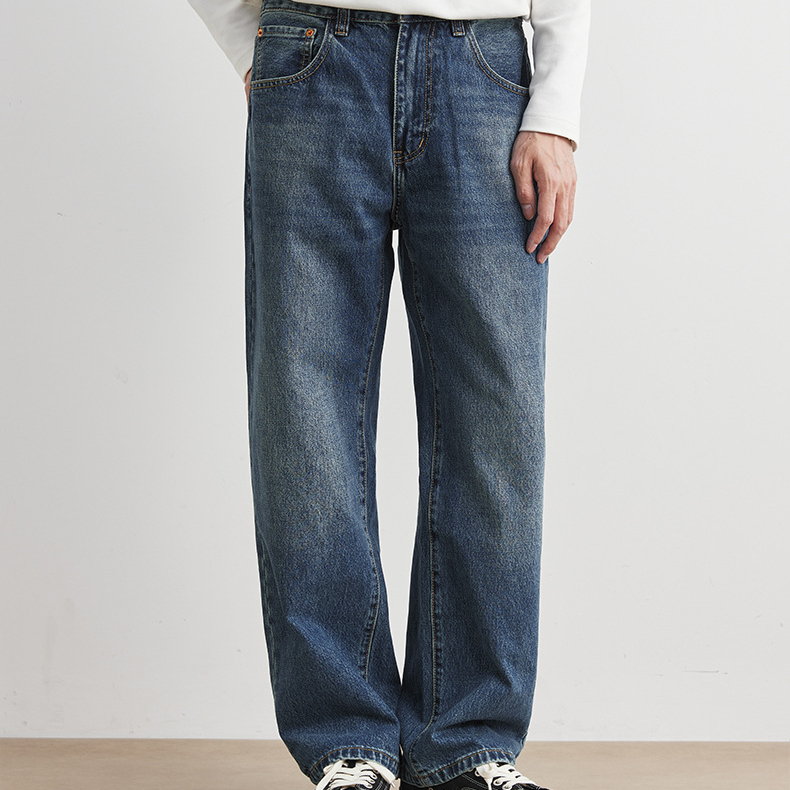 精梳棉牛仔褲男士春秋季2025新款Cleanfit直筒闊腿褲長褲