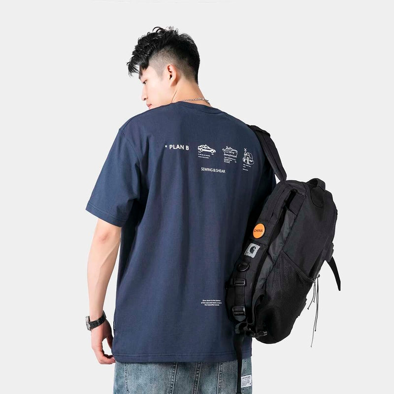 夏季新款印花圓領白色短袖男T恤ins潮流體恤tee