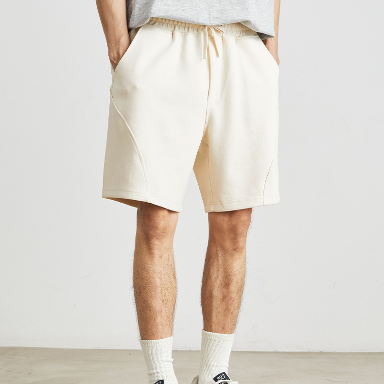 夏季新款美式重磅短褲男直筒寬鬆五分褲純色休閒運動褲男