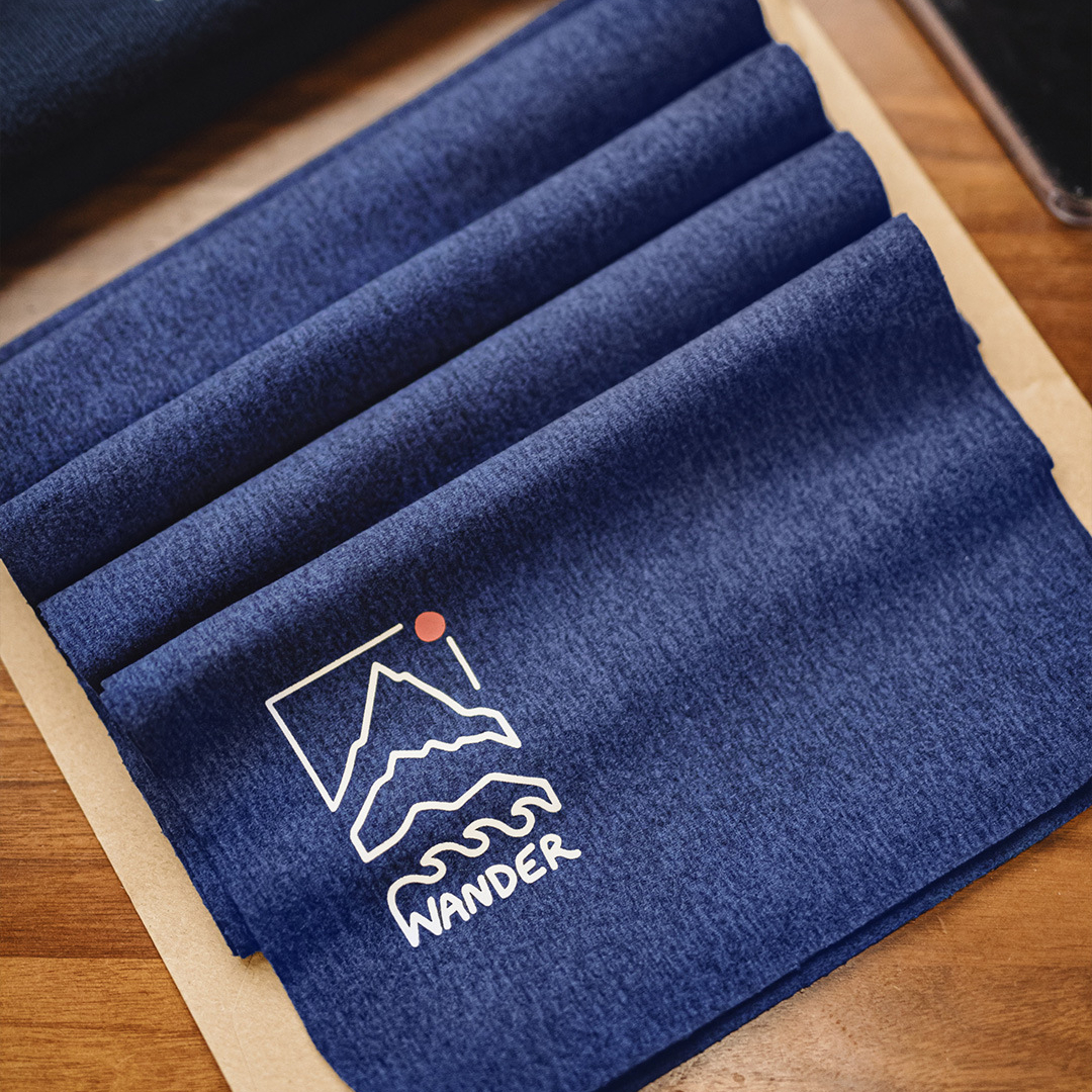 美式山影藍色印花圍巾保暖長圍脖披肩百搭薄款男士秋冬季