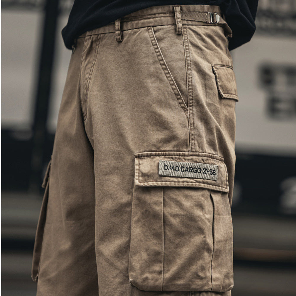 美式酵磨水洗復古男士工裝短褲夏季薄款寬松休閑五分中褲子男