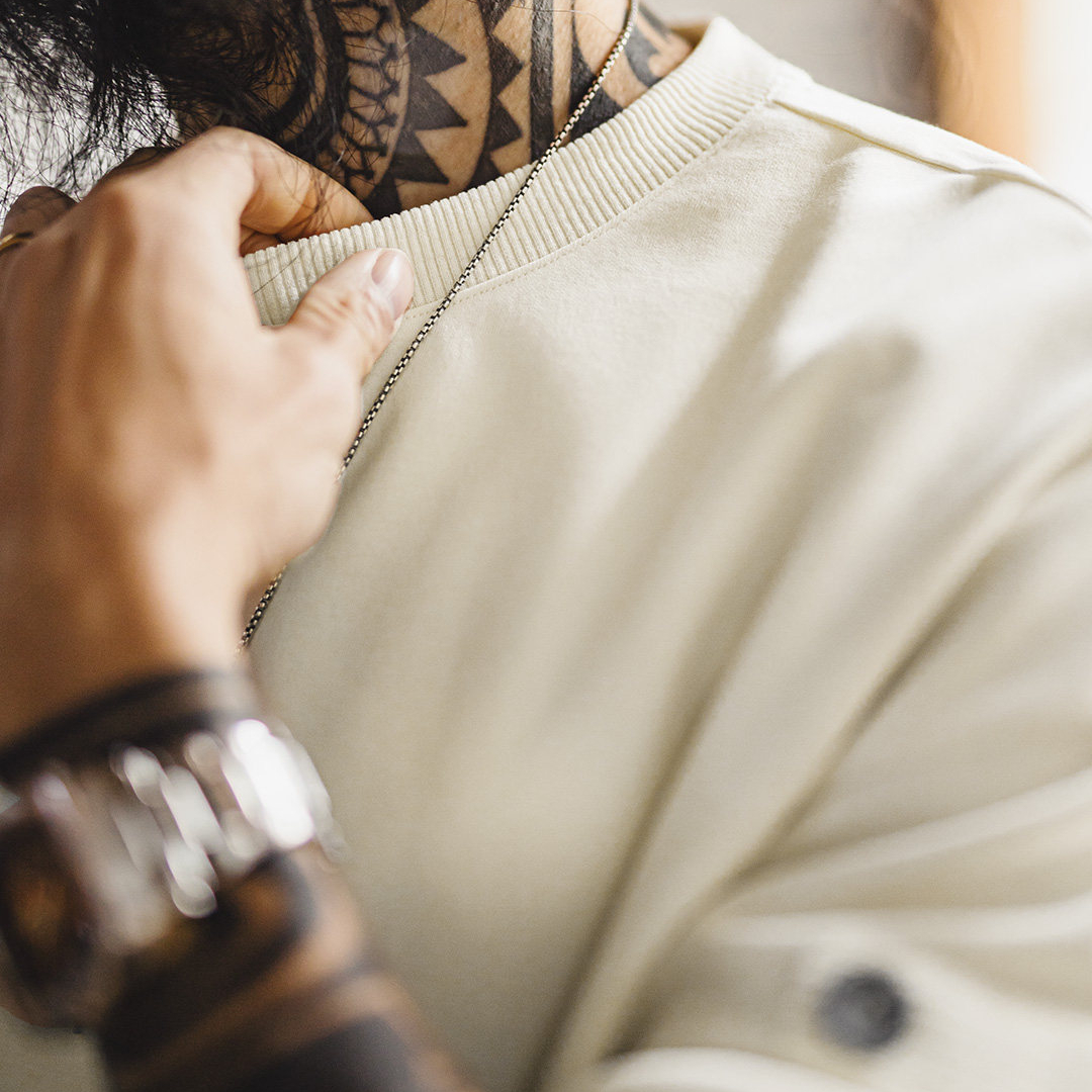 美式復古長袖T恤棉V領套頭白色寬鬆垂感外穿衛衣男款春