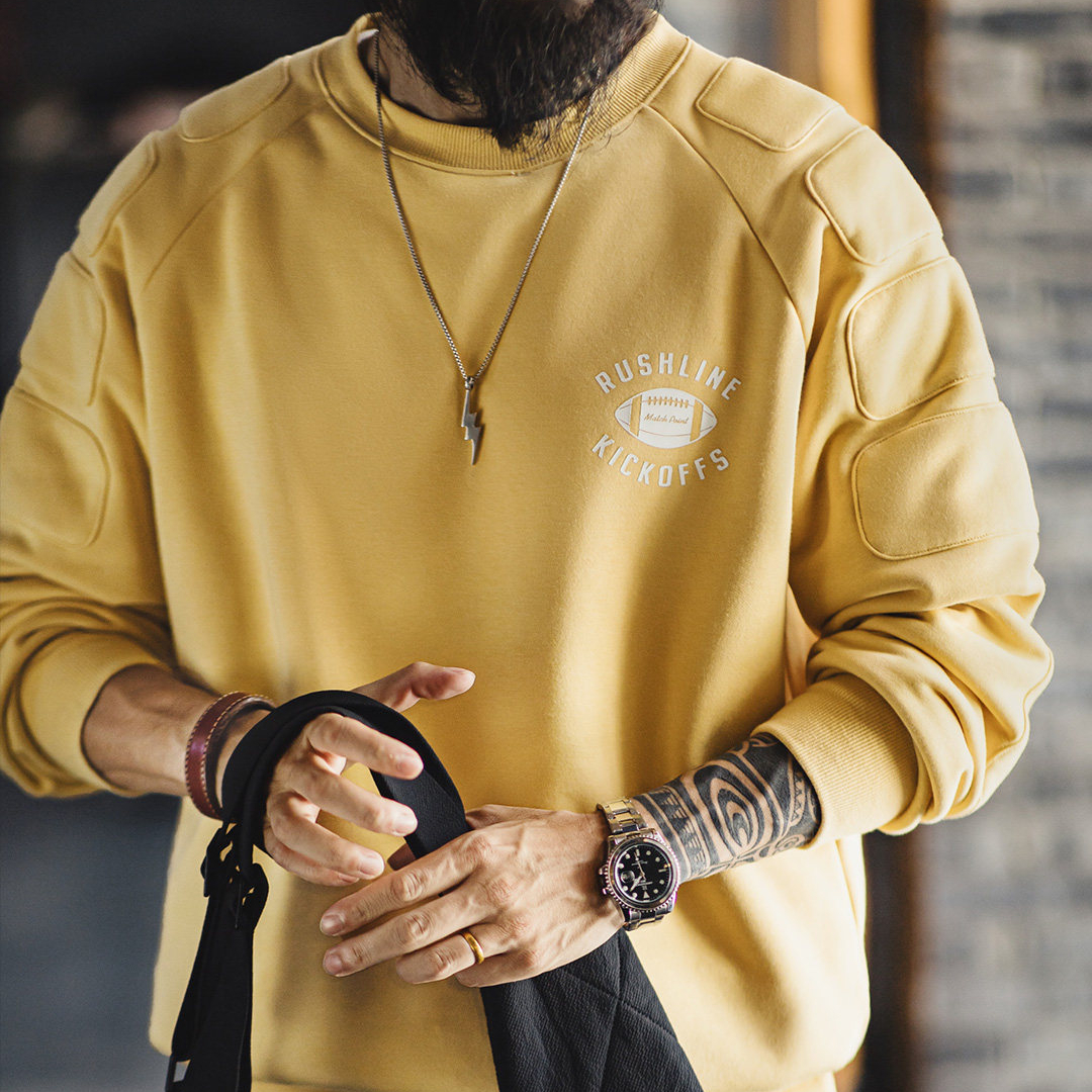 美式加絨衛衣橄欖綠色套頭加厚保暖寬鬆圓領外穿外套男冬