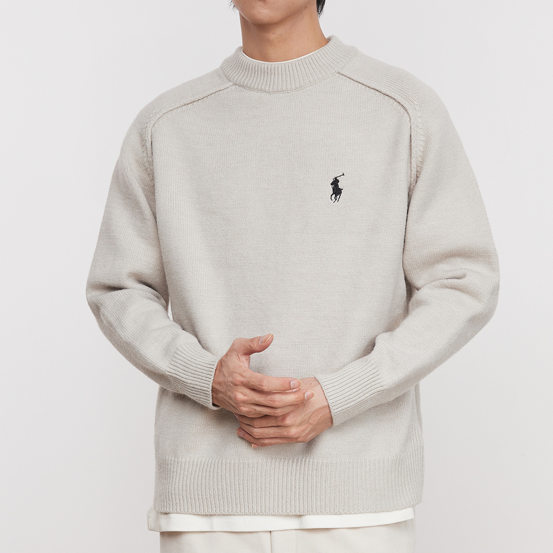 秋冬季灰敘圓領毛衣男輕熟風韓系寬鬆針織衫男保暖打底